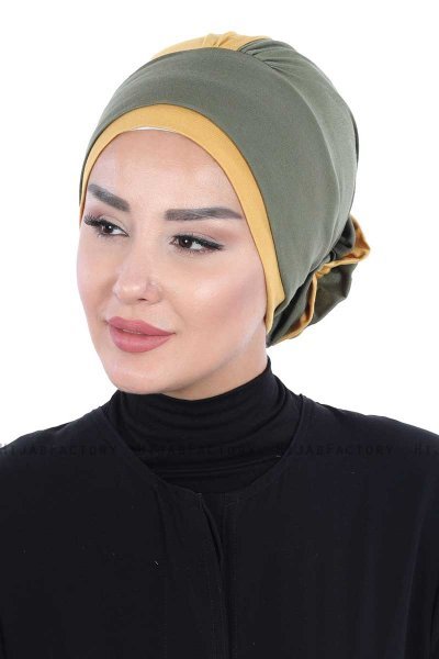 Clara - Khaki & Senf Baumwolle Turban