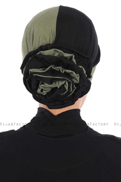 Clara - Khaki & Schwarz Baumwolle Turban