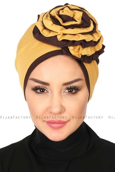 Clara - Senf & Braun Baumwolle Turban