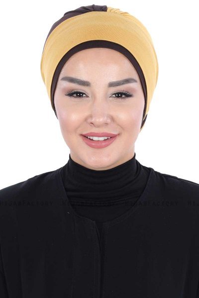 Clara - Senf & Braun Baumwolle Turban