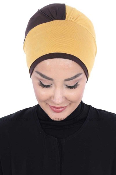 Clara - Senf & Braun Baumwolle Turban