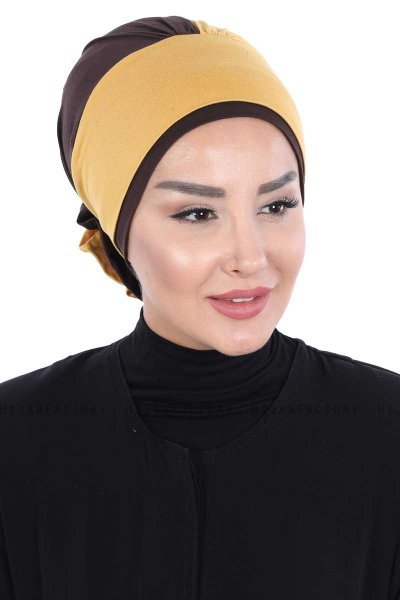 Clara - Senf & Braun Baumwolle Turban