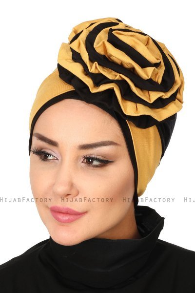 Clara - Senf & Schwarz Baumwolle Turban
