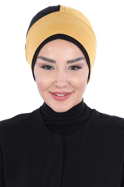 Clara - Senf & Schwarz Baumwolle Turban