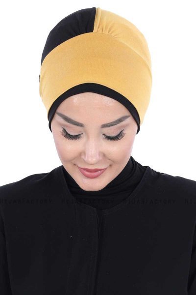 Clara - Senf & Schwarz Baumwolle Turban