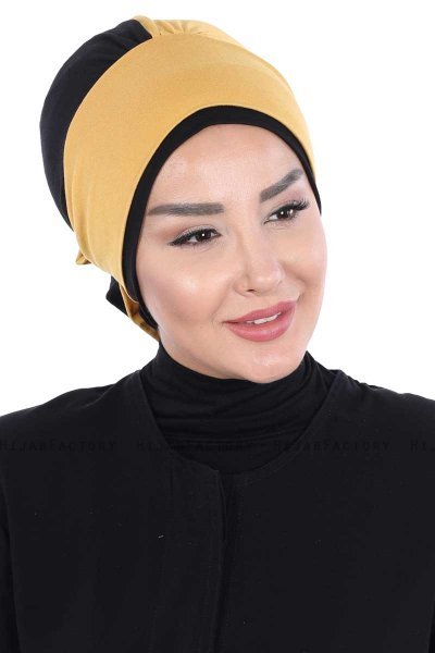 Clara - Senf & Schwarz Baumwolle Turban
