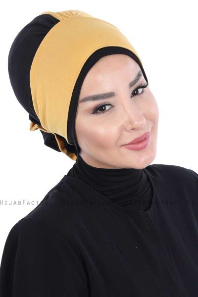 Clara - Senf & Schwarz Baumwolle Turban