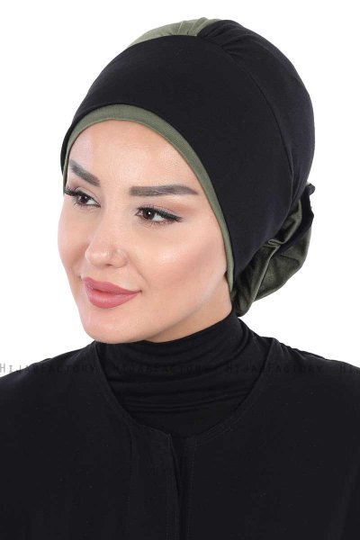 Clara - Schwarz & Khaki Baumwolle Turban