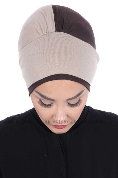 Clara - Taupe & Braun Baumwolle Turban
