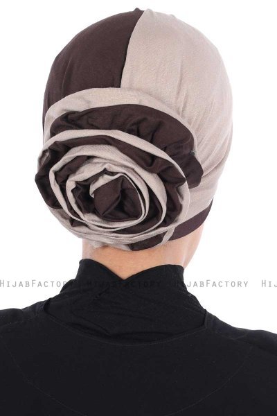 Clara - Taupe & Braun Baumwolle Turban