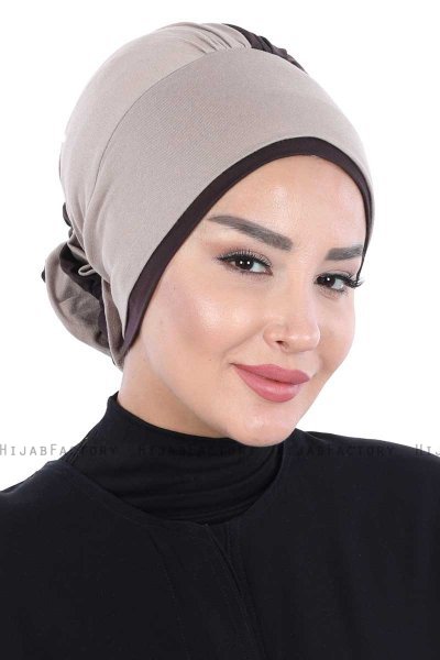Clara - Taupe & Braun Baumwolle Turban