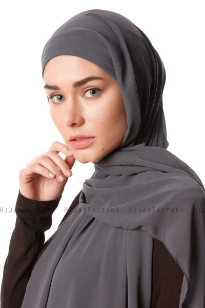 Derya - Anthrazit Praktisch Chiffon Hijab