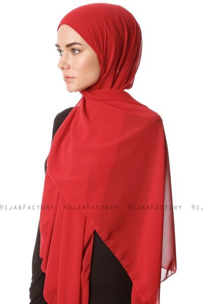 Derya - Bordeaux Praktisch Chiffon Hijab