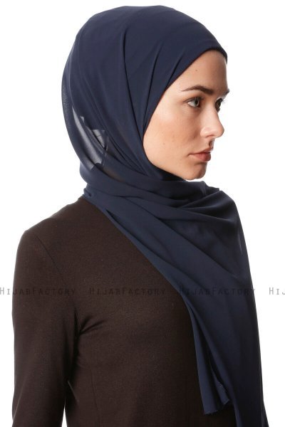Derya - Dunkel Navy Blau Praktisch Chiffon Hijab