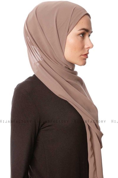 Derya - Dunkeltaupe Praktisch Chiffon Hijab