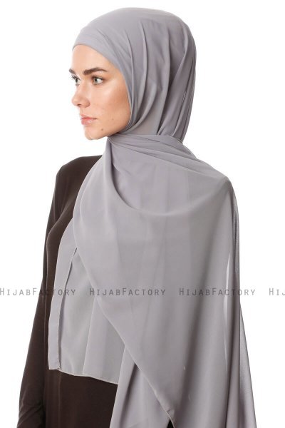 Derya - Dunkelgrau Praktisch Chiffon Hijab