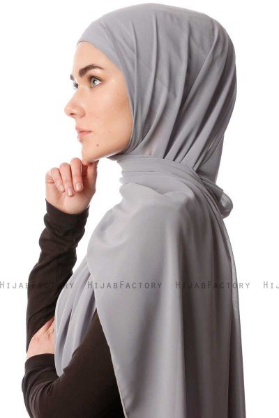 Derya - Dunkelgrau Praktisch Chiffon Hijab