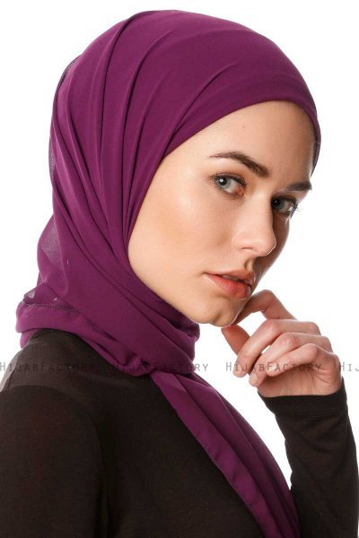 Derya - Dunkelviolett Praktisch Chiffon Hijab