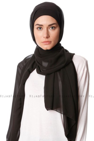 Derya - Schwarz Praktisch Chiffon Hijab