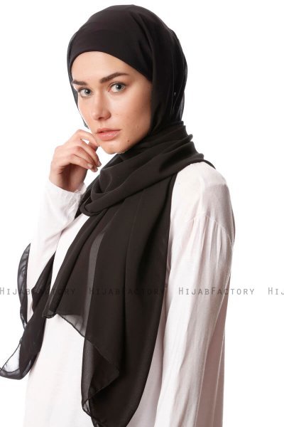 Derya - Schwarz Praktisch Chiffon Hijab