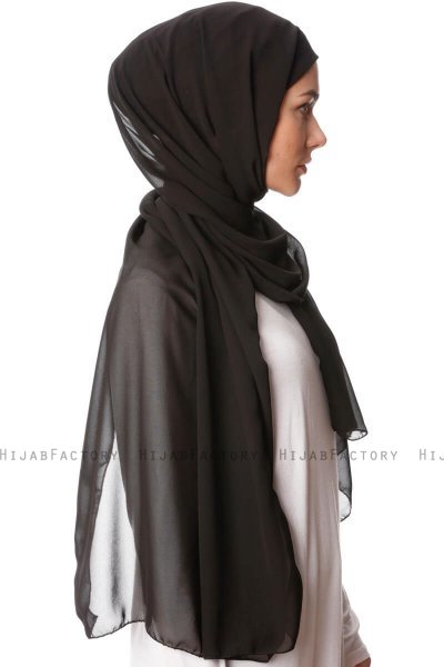 Derya - Schwarz Praktisch Chiffon Hijab