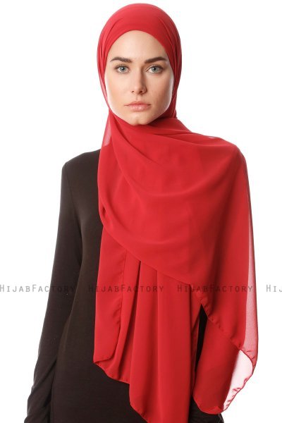 Derya - Kastanienbraun Praktisch Chiffon Hijab