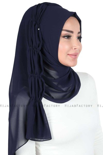 Disa - Navy Blau Praktisch Chiffon Hijab