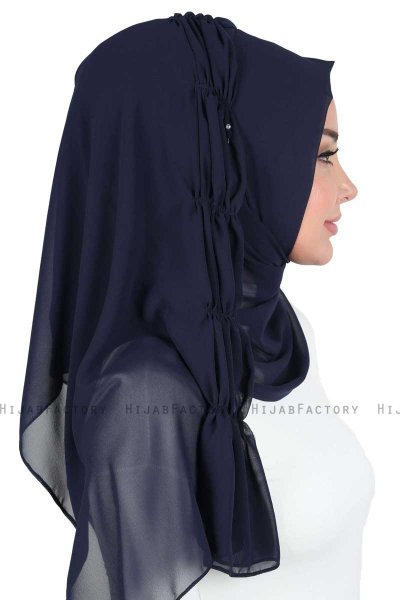 Disa - Navy Blau Praktisch Chiffon Hijab