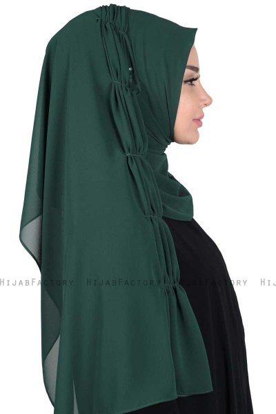 Disa - Dunkelgrün Praktisch Chiffon Hijab