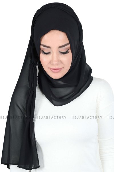 Disa - Schwarz Praktisch Chiffon Hijab