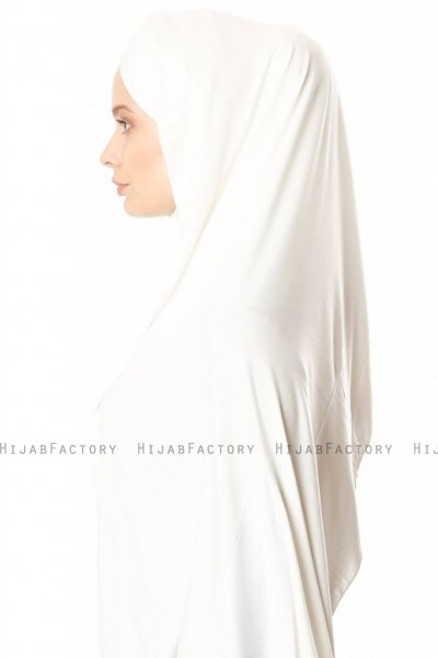 Duru - Creme & Weiß Jersey Hijab