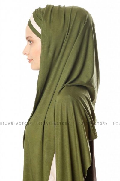 Duru - Khaki & Beige Jersey Hijab