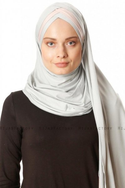 Duru - Hellgrau & Altrosa Jersey Hijab