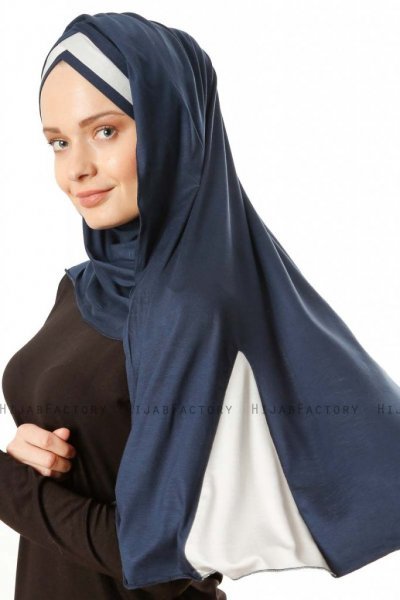 Duru - Navy Blau & Grau Jersey Hijab