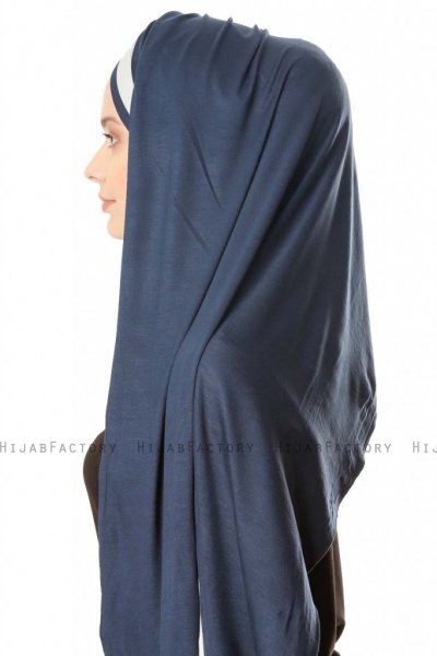 Duru - Navy Blau & Grau Jersey Hijab