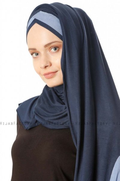 Duru - Navy Blau & Indigo Jersey Hijab