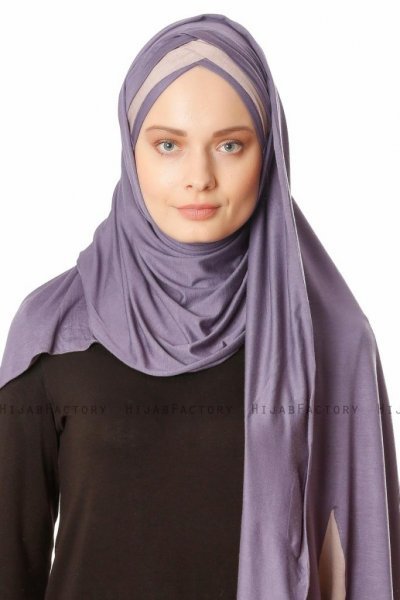 Duru - Dunkelviolett & Steingrau Jersey Hijab