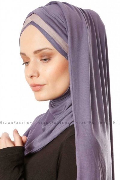 Duru - Dunkelviolett & Steingrau Jersey Hijab