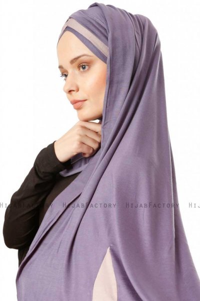 Duru - Dunkelviolett & Steingrau Jersey Hijab