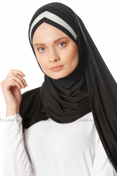 Duru - Schwarz & Grau Jersey Hijab