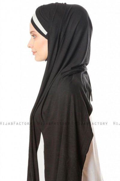 Duru - Schwarz & Grau Jersey Hijab