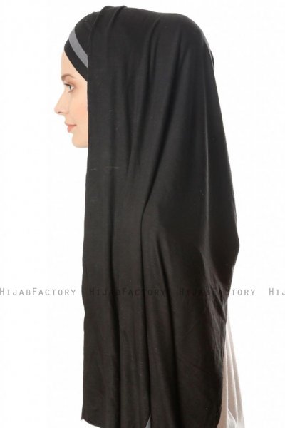 Duru - Schwarz & Dunkelgrau Jersey Hijab