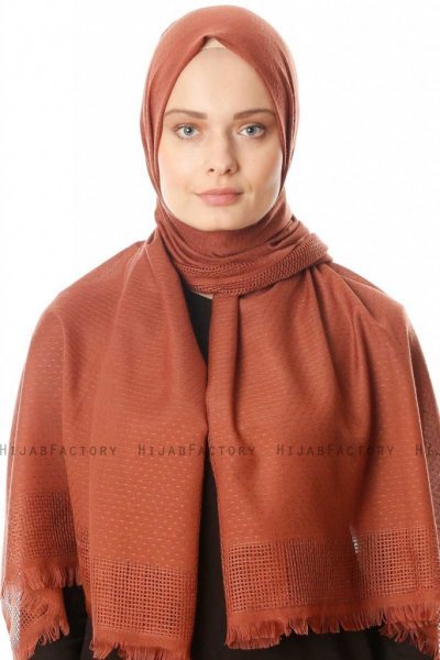 Ebru - Ziegelrot Baumwolle Hijab