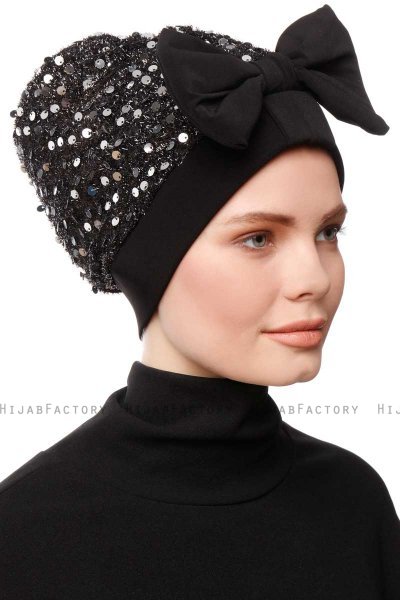 Enfleda - Schwarz & Hellgrau Turban
