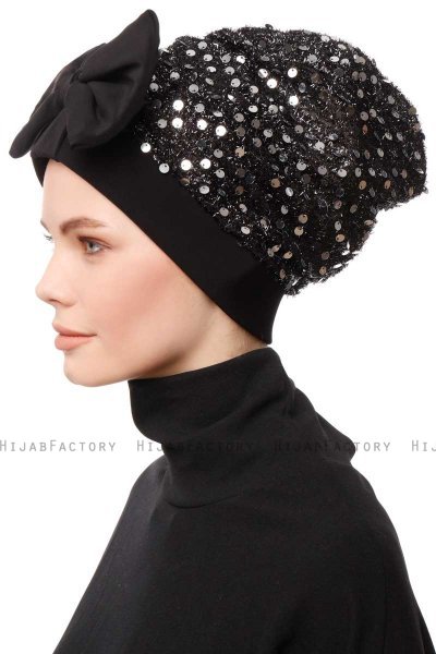 Enfleda - Schwarz & Hellgrau Turban