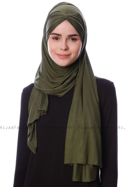 Eslem - Khaki Pile Jersey Hijab - Ecardin