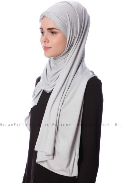Eslem - Hellgrau Pile Jersey Hijab - Ecardin
