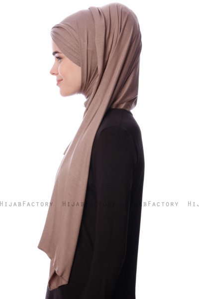 Eslem - Dunkeltaupe Pile Jersey Hijab - Ecardin