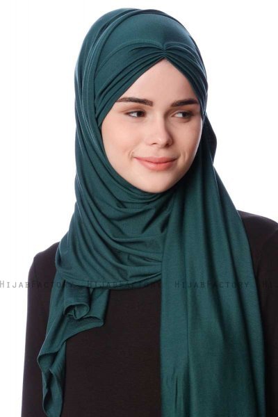 Eslem - Dunkelgrün Pile Jersey Hijab - Ecardin