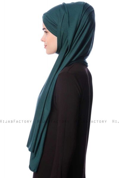 Eslem - Dunkelgrün Pile Jersey Hijab - Ecardin